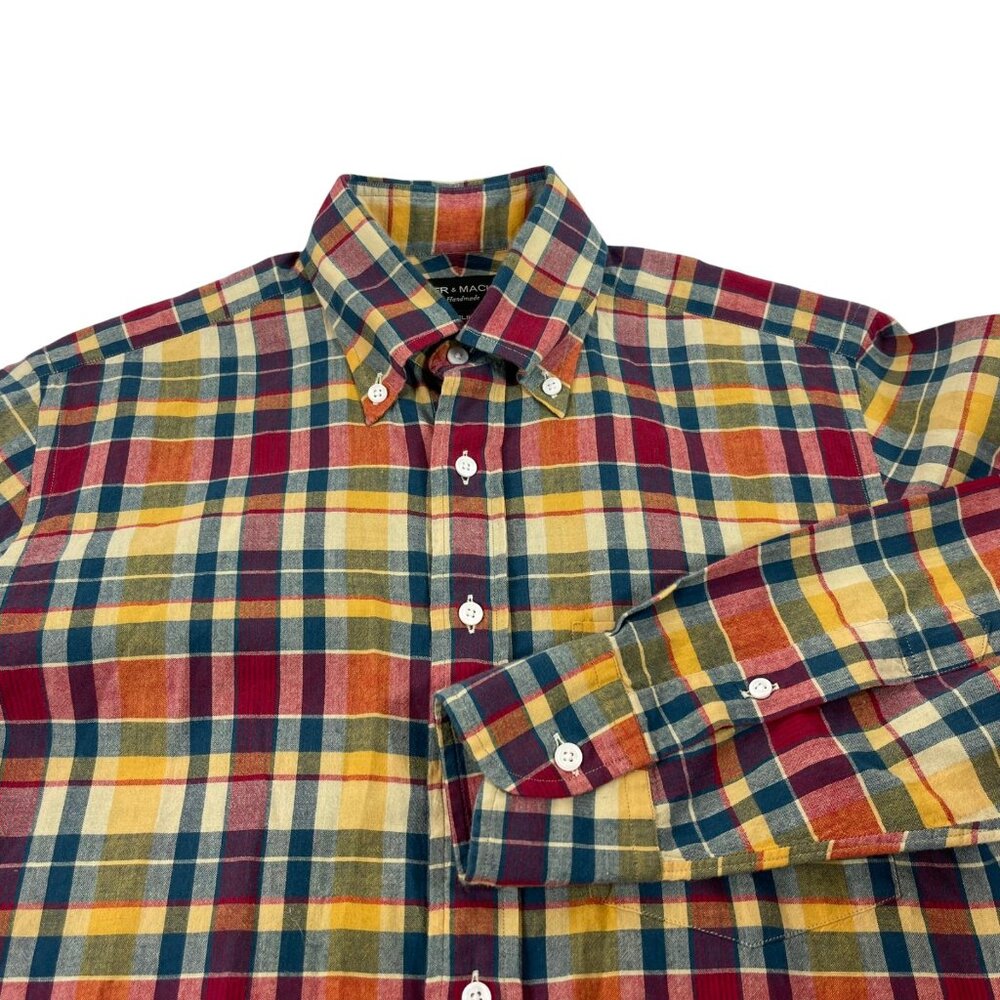 Spier & Mackay Slim Plaid Button Shirt Mens 14.5 Medium Cotton Pocket